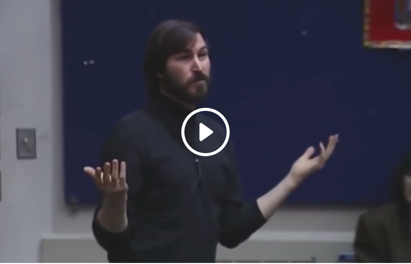 Imagem de uma palestra de Steve Jobs